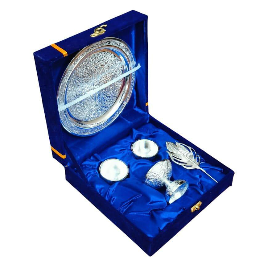 Silver Embossed Puja Set
